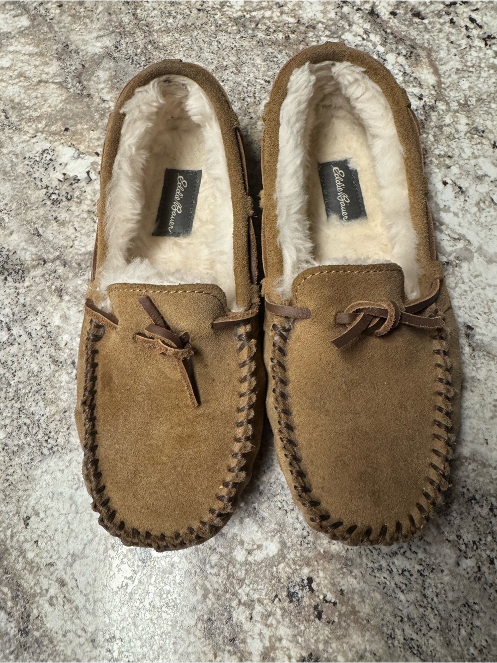 Eddie Bauer Brown Suede Moccasin Slippers